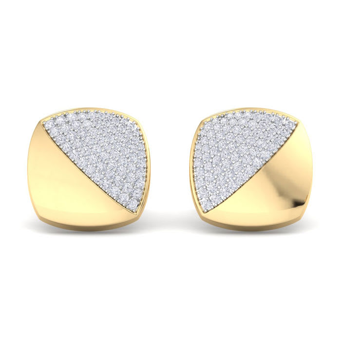 3 1/2 Carat Diamond Cufflinks For Men In 14 Karat Yellow Gold