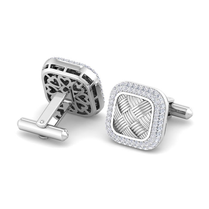 1 1/3 Carat Lab Grown Diamond Cufflinks For Men In 14 Karat White Gold