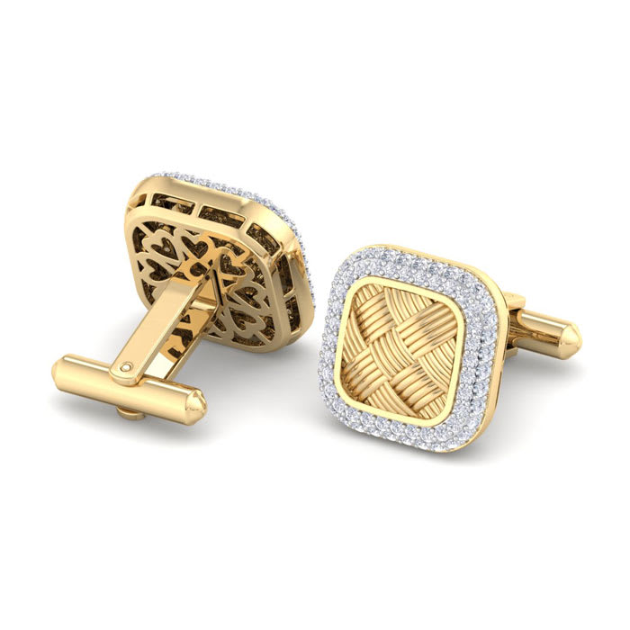 1 1/3 Carat Lab Grown Diamond Cufflinks For Men In 14 Karat Yellow Gold