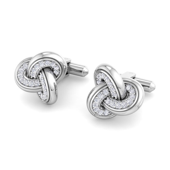 1/3 Carat Diamond Cufflinks For Men In 14 Karat White Gold