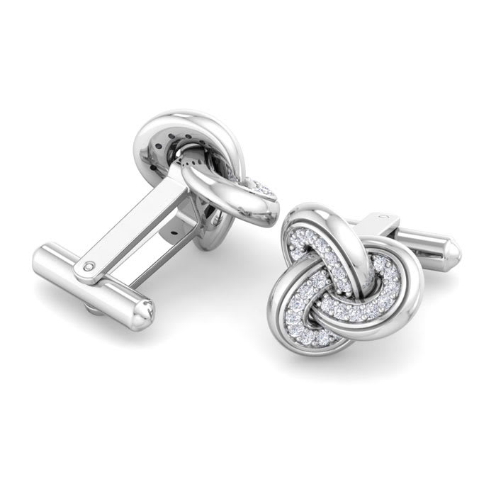 1/3 Carat Diamond Cufflinks For Men In 14 Karat White Gold