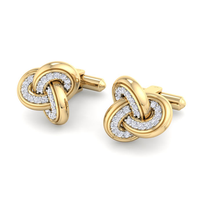 1/3 Carat Diamond Cufflinks For Men In 14 Karat Yellow Gold
