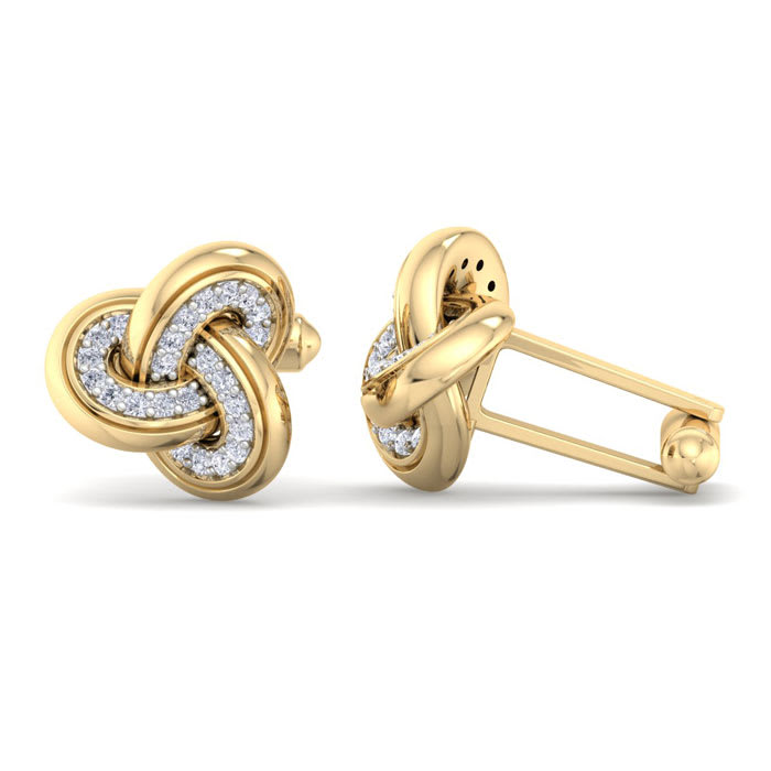 1/3 Carat Diamond Cufflinks For Men In 14 Karat Yellow Gold