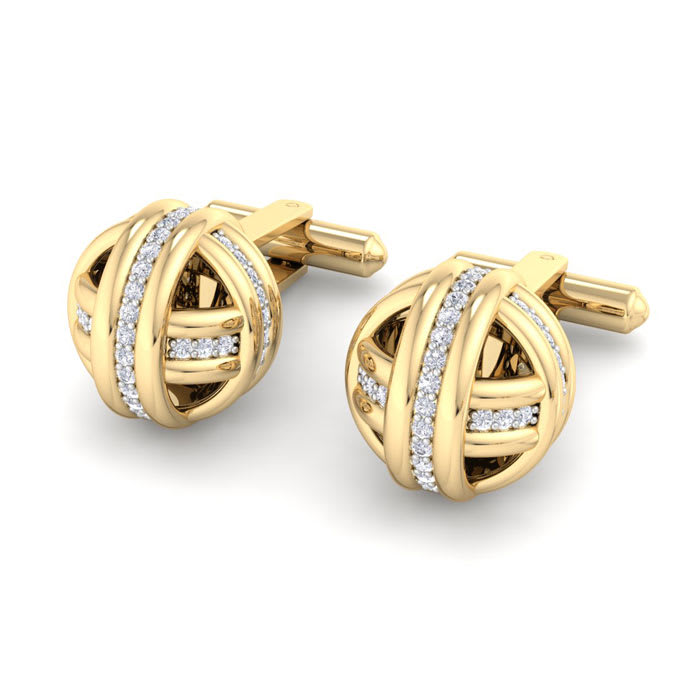 1/2 Carat Lab Grown Diamond Cufflinks For Men In 14 Karat Yellow Gold