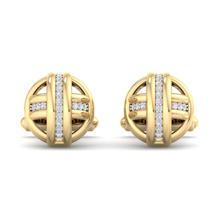 1/2 Carat Lab Grown Diamond Cufflinks For Men In 14 Karat Yellow Gold