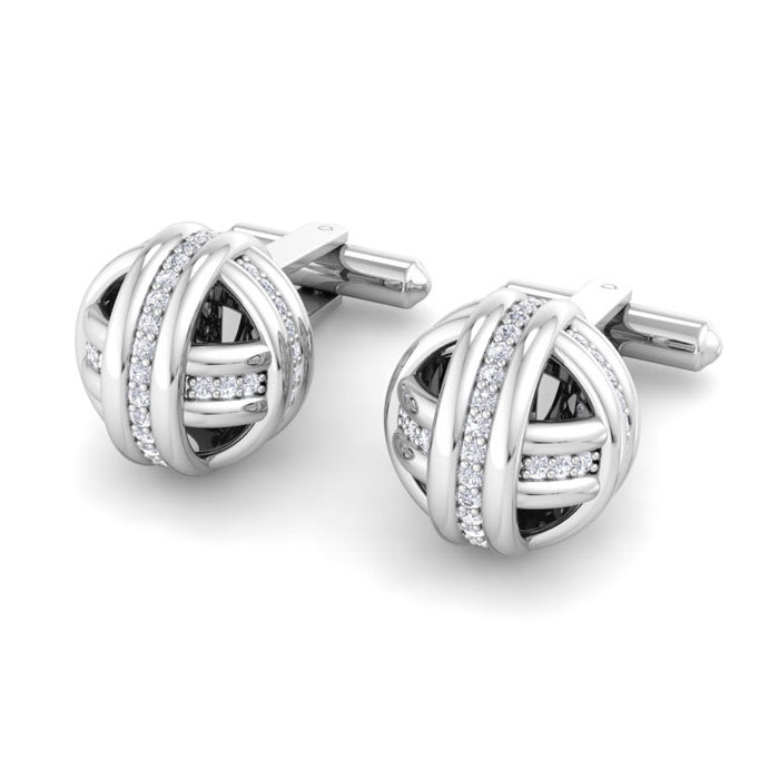 1/2 Carat Diamond Cufflinks For Men In 14 Karat White Gold