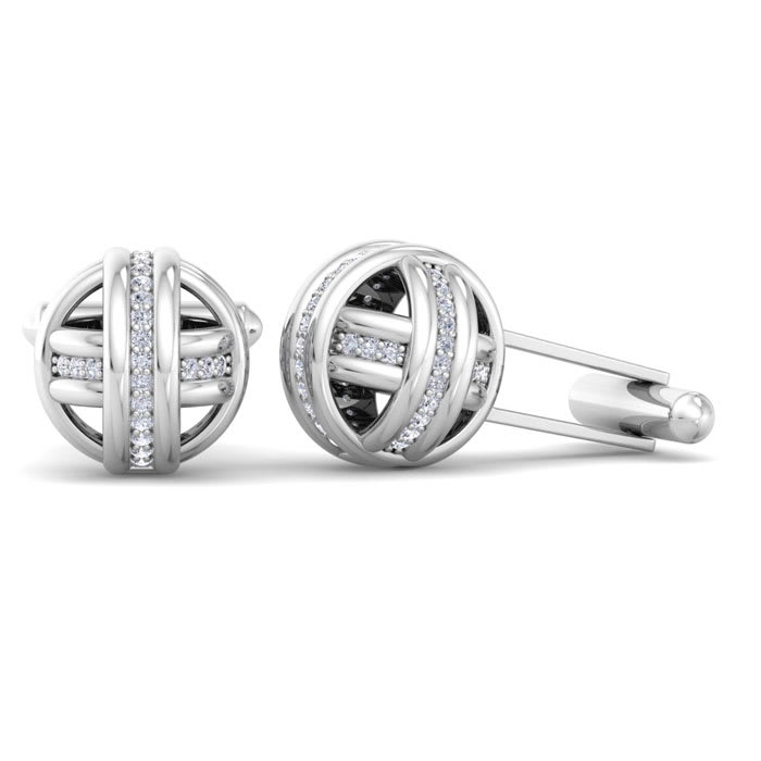 1/2 Carat Diamond Cufflinks For Men In 14 Karat White Gold