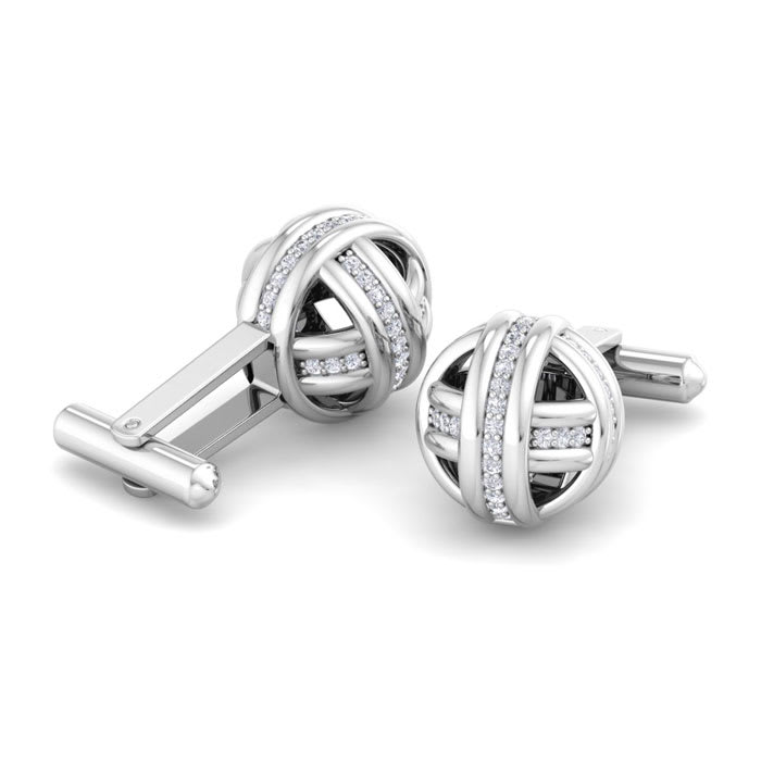 1/2 Carat Diamond Cufflinks For Men In 14 Karat White Gold