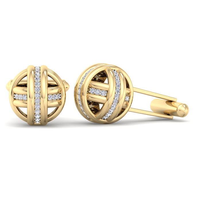 1/2 Carat Diamond Cufflinks For Men In 14 Karat Yellow Gold