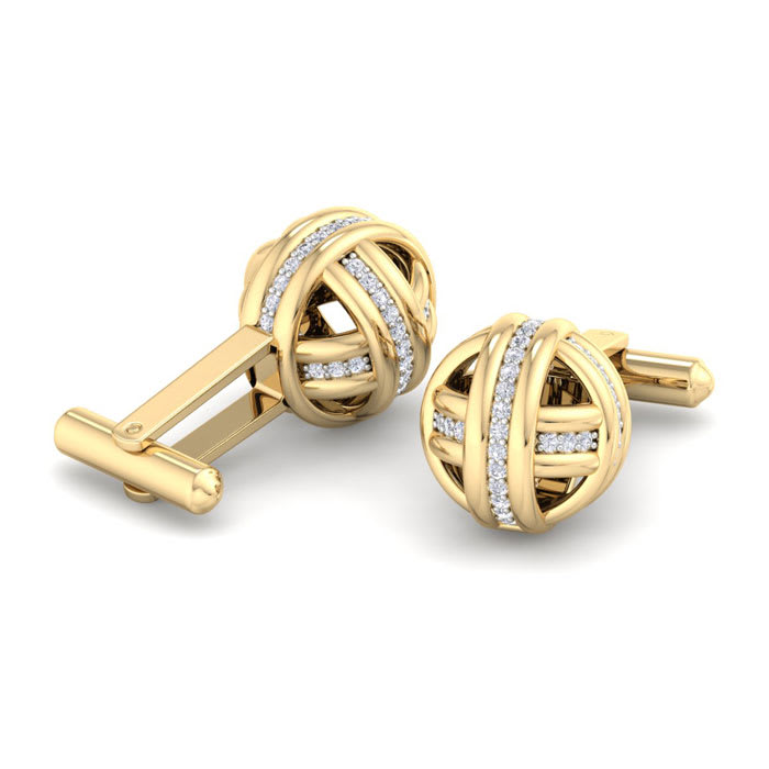 1/2 Carat Diamond Cufflinks For Men In 14 Karat Yellow Gold