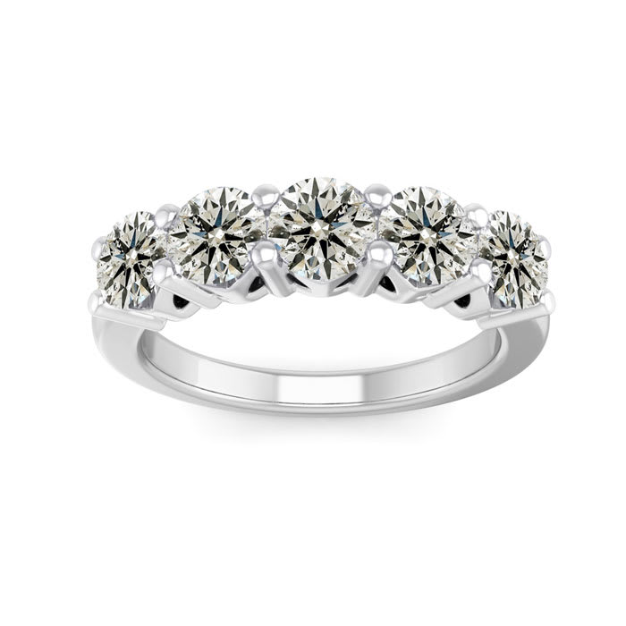 Estate Jewelry 2 Carat Five Lab Grown Diamond Wedding Band In Platinum, Size 8