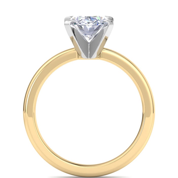 2 Carat Oval Shape Lab Grown Diamond Ring In 14K Yellow Gold, Solitaire