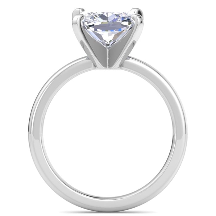 3 Carat Cushion Cut Lab Grown Diamond Ring In 14K White Gold, Solitaire