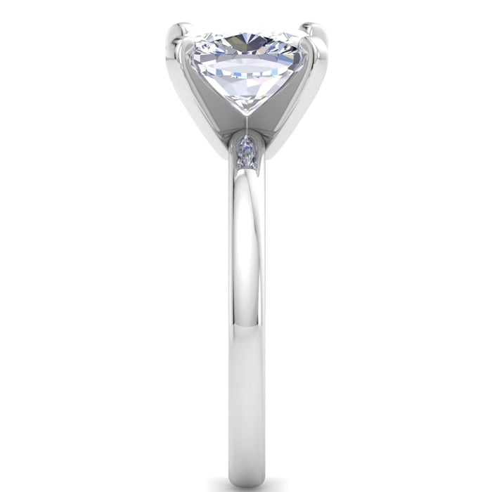 3 Carat Cushion Cut Lab Grown Diamond Ring In 14K White Gold, Solitaire