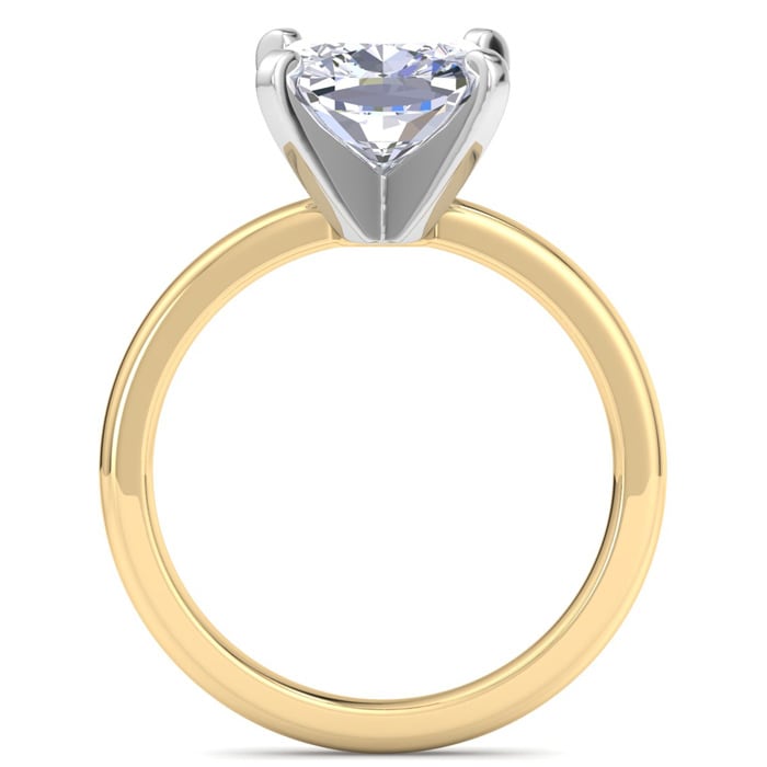 3 Carat Cushion Cut Lab Grown Diamond Ring In 14K Yellow Gold, Solitaire