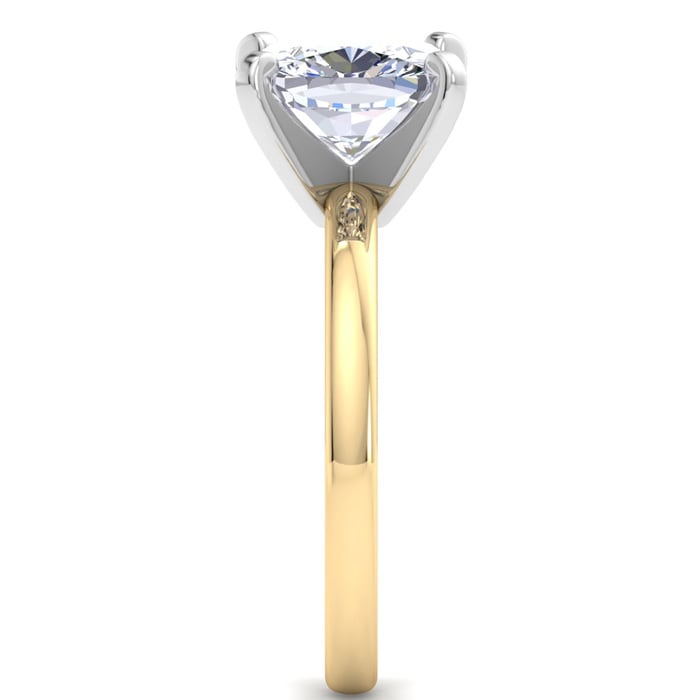 3 Carat Cushion Cut Lab Grown Diamond Ring In 14K Yellow Gold, Solitaire