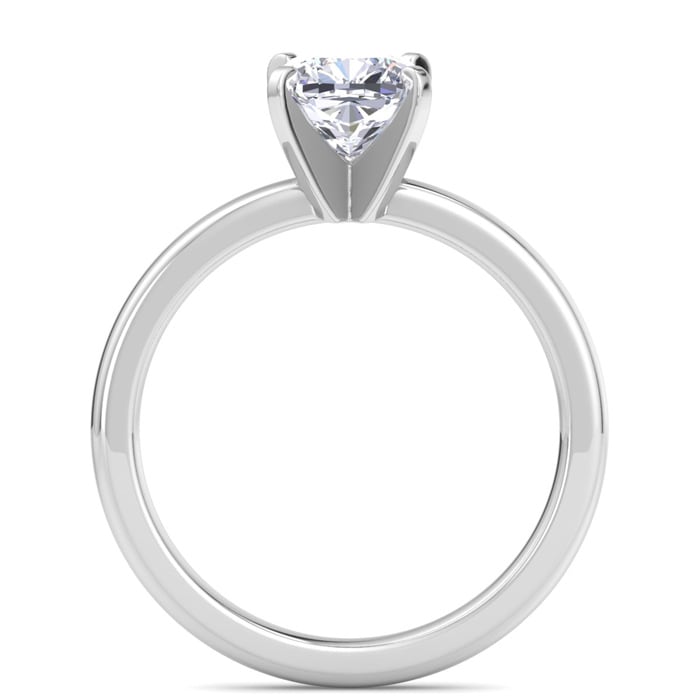 1 Carat Cushion Cut Lab Grown Diamond Ring In 14K White Gold, Solitaire