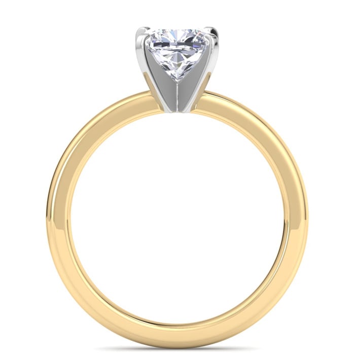 1 Carat Cushion Cut Lab Grown Diamond Ring In 14K Yellow Gold, Solitaire