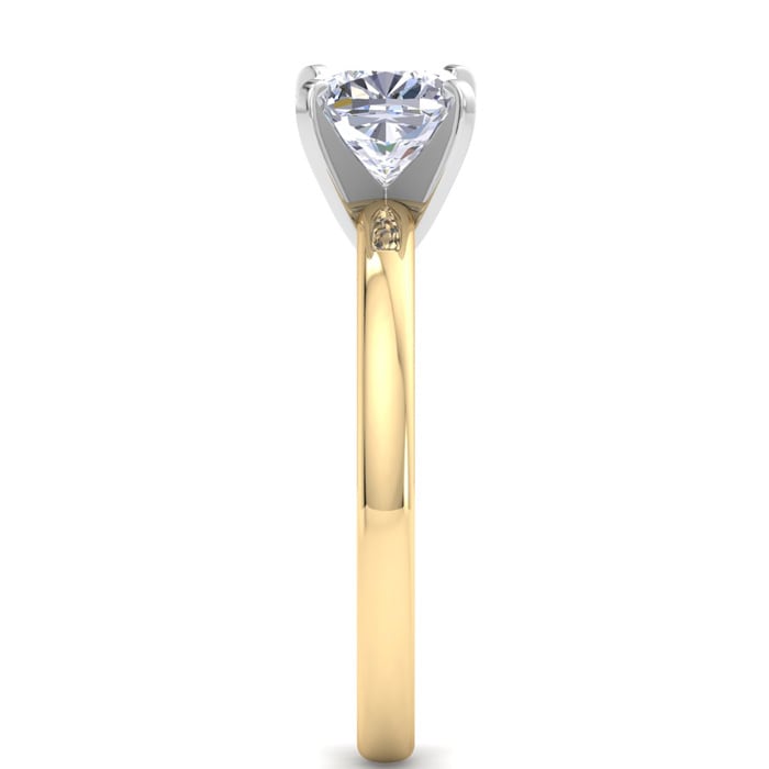 1 Carat Cushion Cut Lab Grown Diamond Ring In 14K Yellow Gold, Solitaire