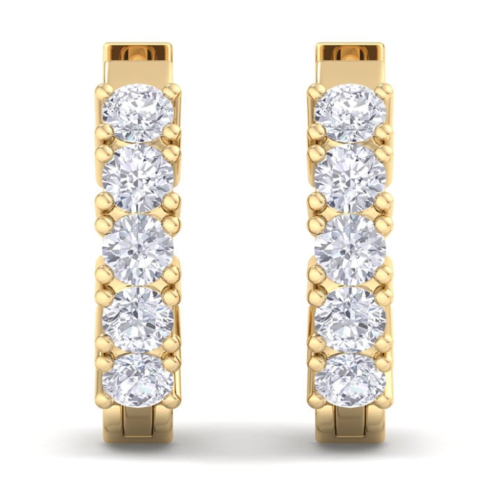 1/2 Carat Diamond Mens Hoop Earrings In 14 Karat Yellow Gold