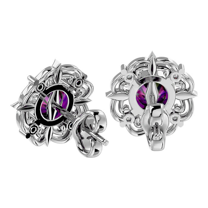 2 Carat Mystic Topaz and Diamond Antique Stud Earrings In Sterling Silver