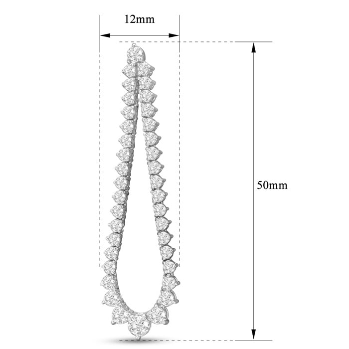 3 Carat Diamond Drop Earrings In 14 Karat White Gold, 2 Inches