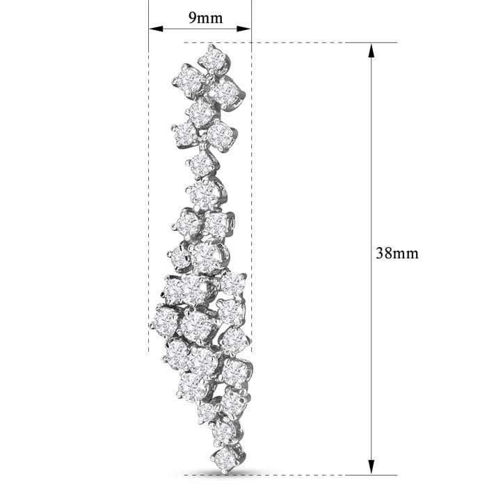 2 Carat Diamond Drop Earrings In 14 Karat White Gold, 1 1/2 Inches