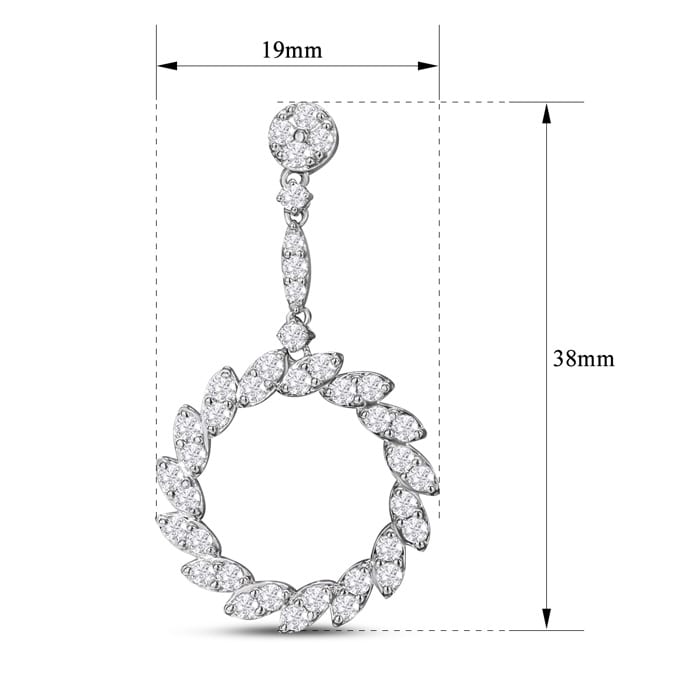 2 1/4 Carat Diamond Drop Earrings In 14 Karat White Gold, 1 Inch