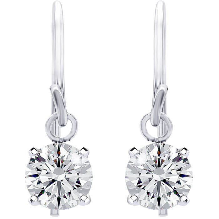 1 Carat Moissanite Drop Earrings In Sterling Silver, 1/2 Inch
