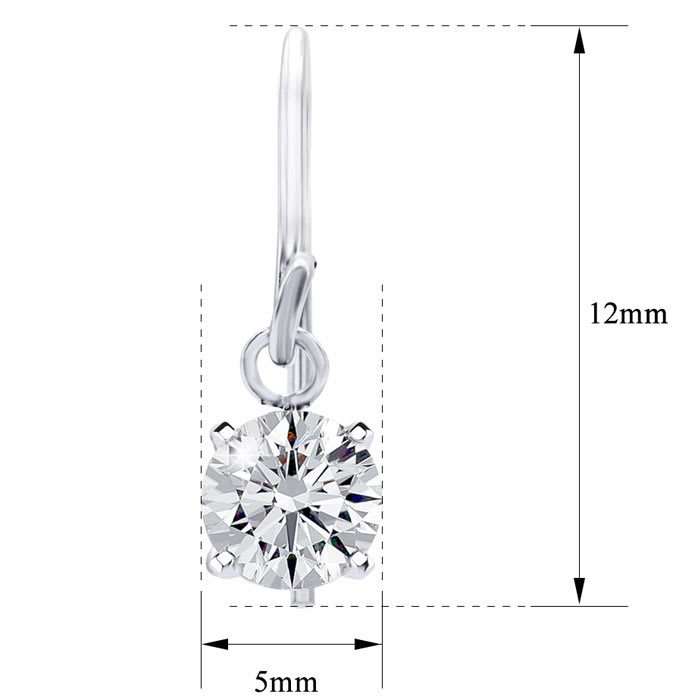 1 Carat Moissanite Drop Earrings In Sterling Silver, 1/2 Inch