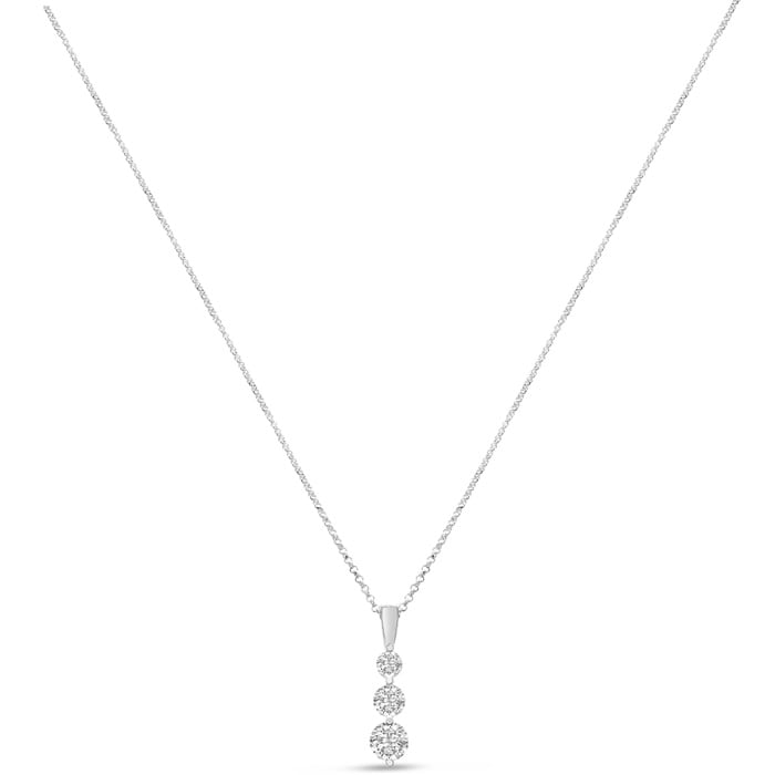 1 1/2 Carat Moissanite Three Stone Necklace In Sterling Silver, 18 Inches