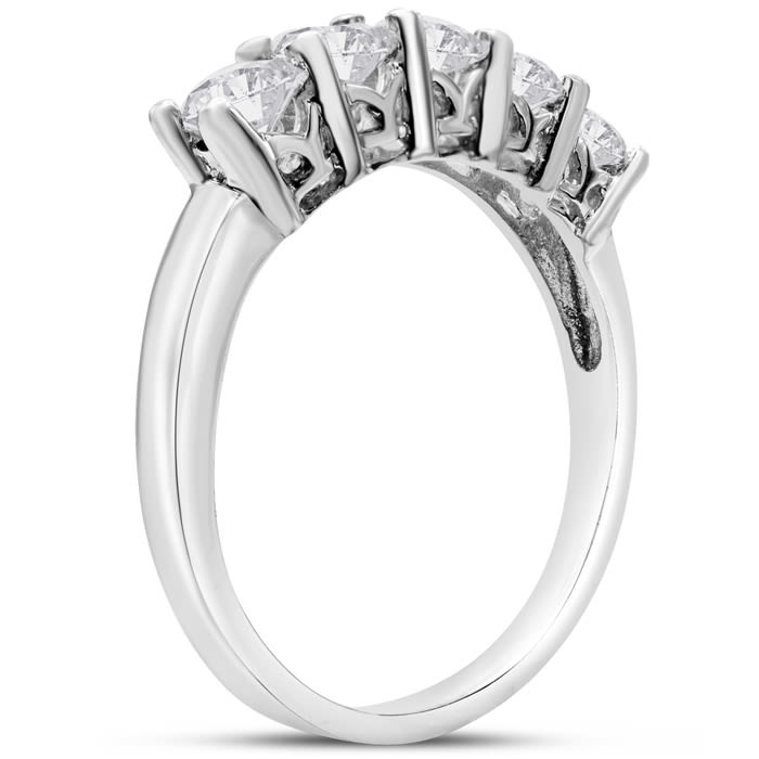 1 Carat Moissanite Five Stone Ring In Sterling Silver