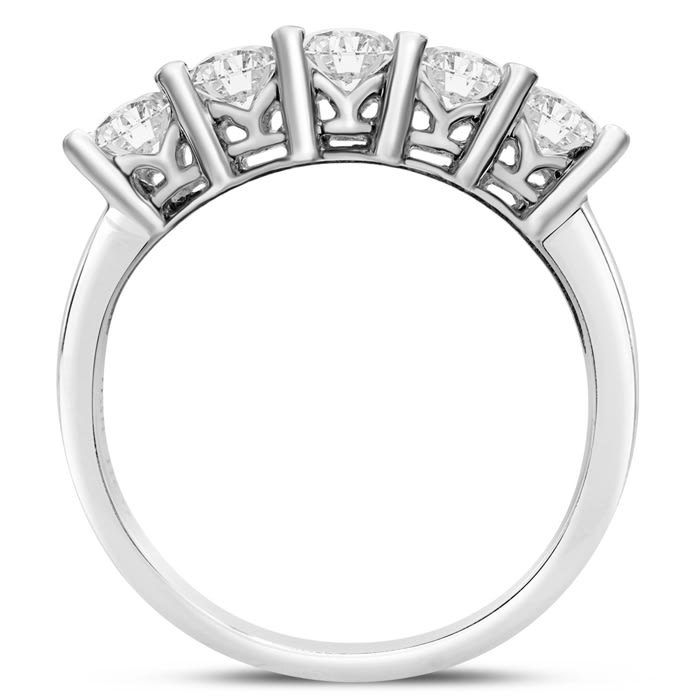 1 Carat Moissanite Five Stone Ring In Sterling Silver