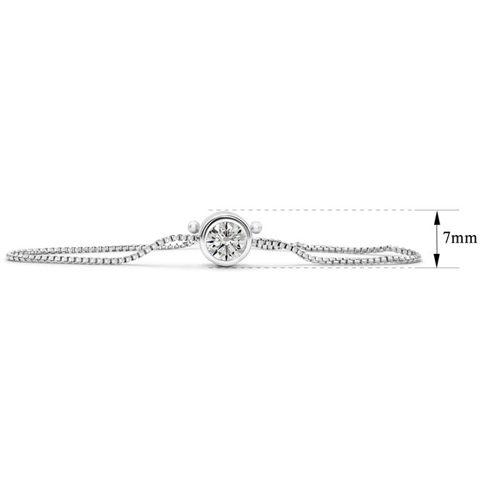 1 Carat Moissanite Bolo Bracelet In Sterling Silver, Adjustable 6-9 Inches