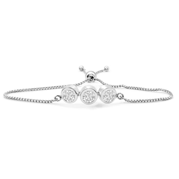 3 Carat Moissanite Bolo Bracelet In Sterling Silver, Adjustable 6-9 Inches