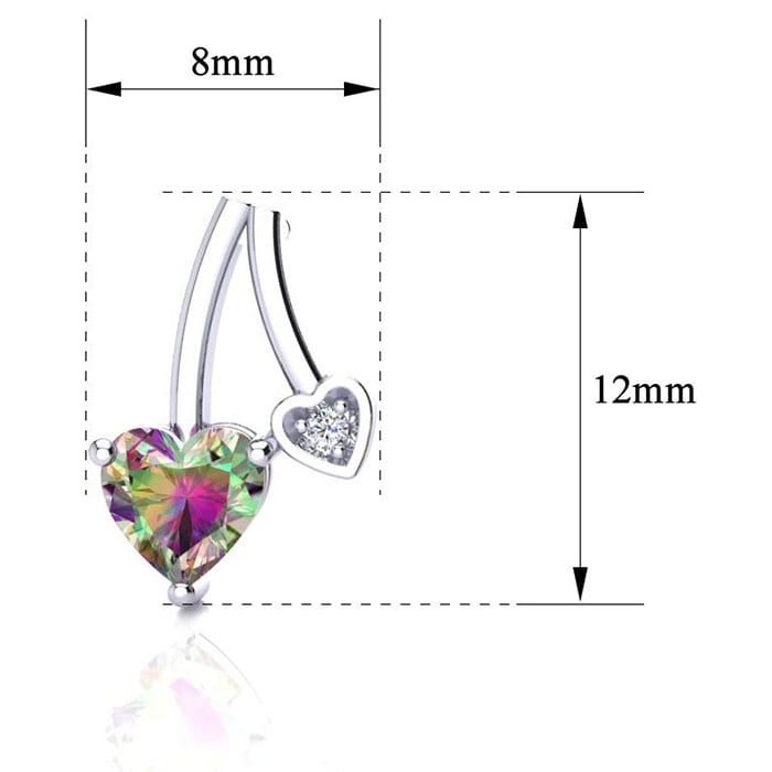 3/4 Carat Mystic Topaz and Diamond Heart Earrings In Sterling Silver