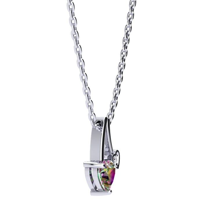 1/2 Carat Heart Shaped Mystic Topaz and Diamond Necklace In Sterling Silver With 18 Inch Chain