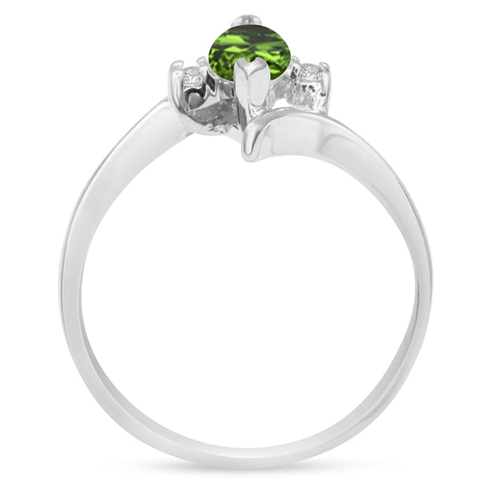 Peridot Ring: 1/2 Carat Marquise Shape Peridot and Diamond Ring In Sterling Silver
