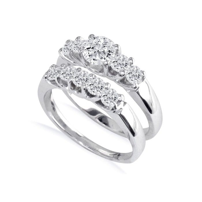 1 1/2ct Diamond Bridal Set, 1/2ct Center Diamond in 14k White Gold, Also Available in Yellow Gold and Other Diamond Weights
