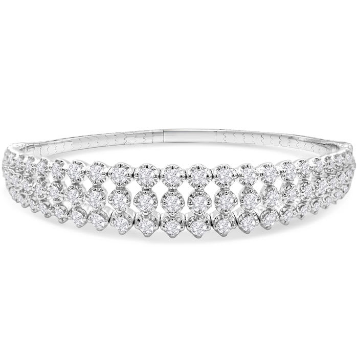 2 Carat Diamond Flexible Bangle Bracelet In 14 Karat White Gold, 7 Inches