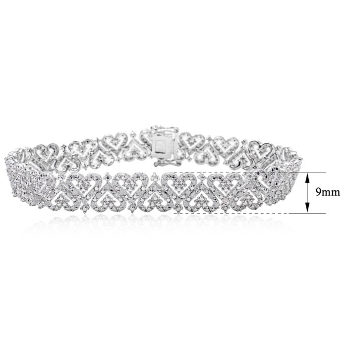 Exclusive Closeout: New 1ct Diamond Bracelet in Beautiful Heart Motif. Very Finely Crafted.
