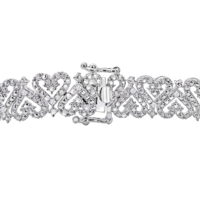 Exclusive Closeout: New 1ct Diamond Bracelet in Beautiful Heart Motif. Very Finely Crafted.