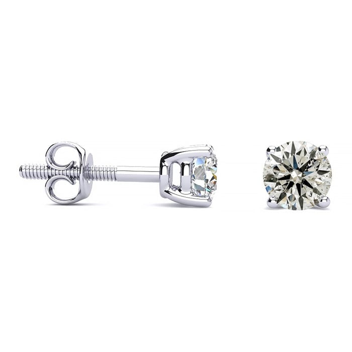 Estate Jewelry AGS Certified 1/3 Carat Diamond Stud Earrings In 14 Karat White Gold
