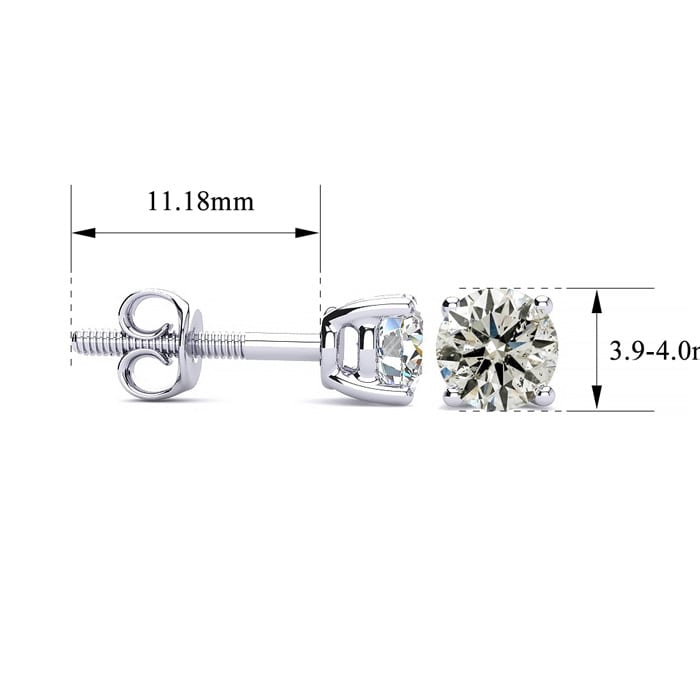 Estate Jewelry AGS Certified 1/3 Carat Diamond Stud Earrings In 14 Karat White Gold