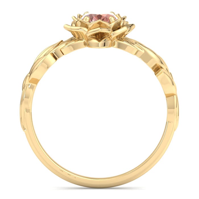 3/4 Carat Oval Shape Morganite Ornate Ring In 14K Yellow Gold