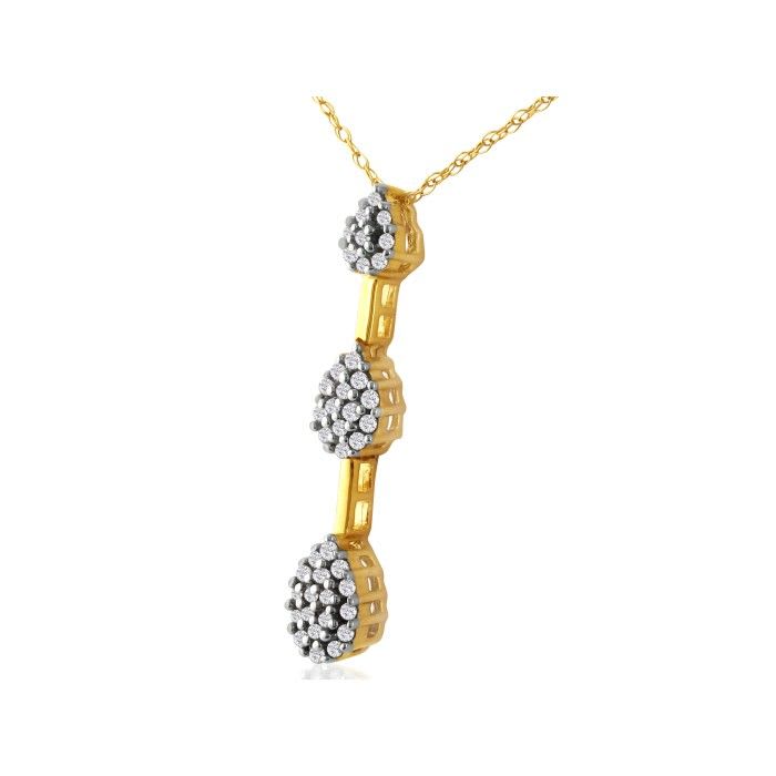 Diamond Pendants: 1/2ct Triple Pear Diamond Pendant in 10k Yellow Gold