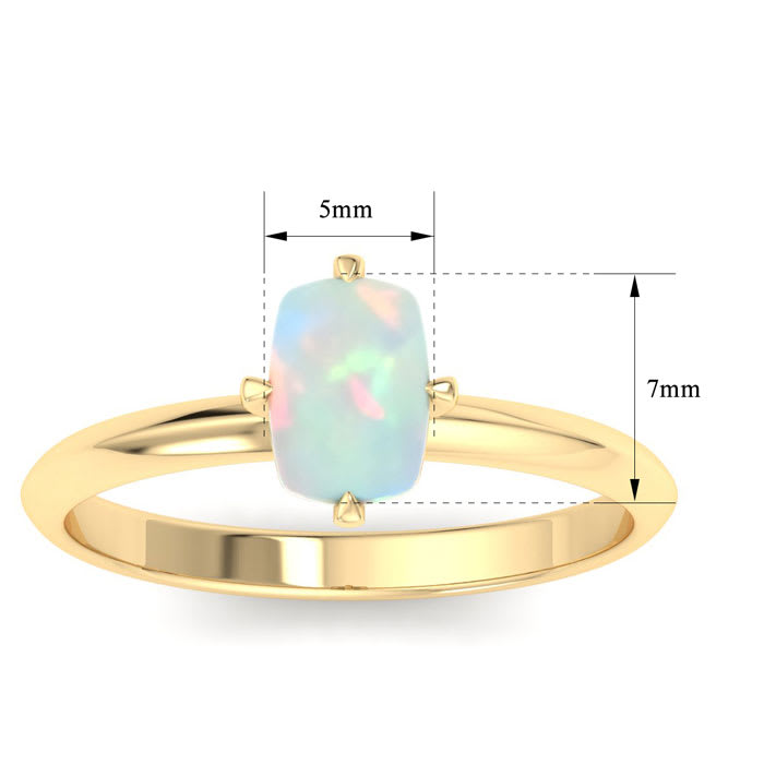 1 Carat Antique Cushion Shape Opal Ring In 14K Yellow Gold