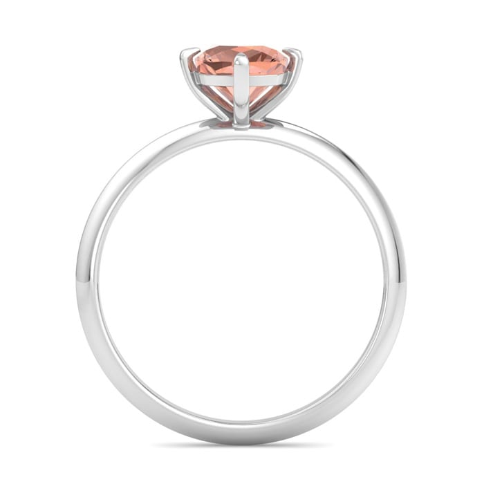 1 Carat Cushion Shape Morganite Ring In 14K White Gold