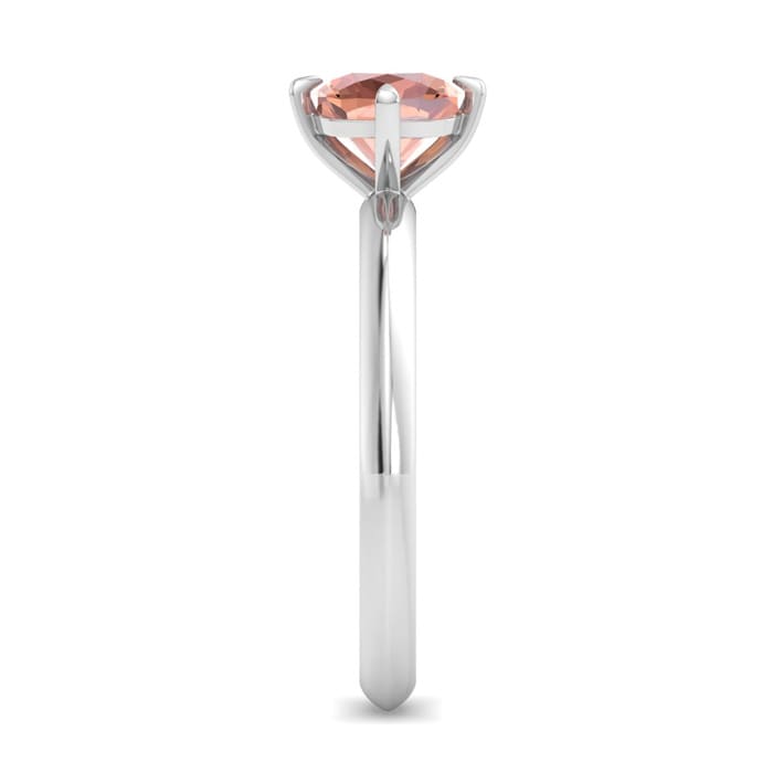 1 Carat Cushion Shape Morganite Ring In 14K White Gold