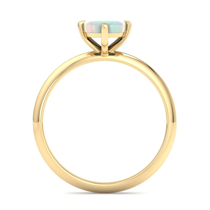 1 Carat Cushion Shape Opal Ring In 14K Yellow Gold
